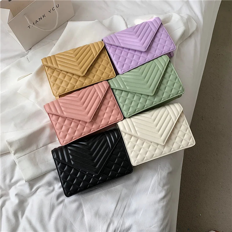 Lingge PU Leather Crossbody Bags for Women Chain Shoulder Handbags