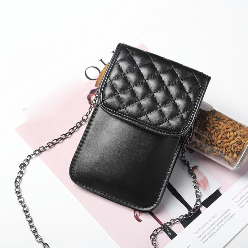 Lingge Mobile Phone Bag Double Layer Strap Shoulder Bag Women Purse