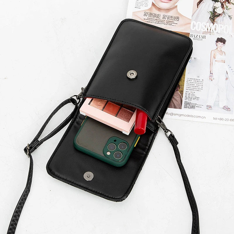 Lingge Mobile Phone Bag Double Layer Strap Shoulder Bag Women Purse