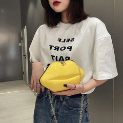 Lips Shape PVC Handbags Solid Zipper Shoulder Bag Crossbody Messenger