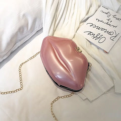 Lips Shape PVC Handbags Solid Zipper Shoulder Bag Crossbody Messenger