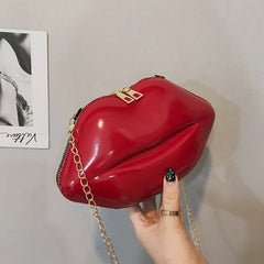 Lips Shape PVC Handbags Solid Zipper Shoulder Bag Crossbody Messenger