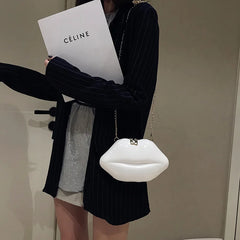 Lips Shape PVC Handbags Solid Zipper Shoulder Bag Crossbody Messenger