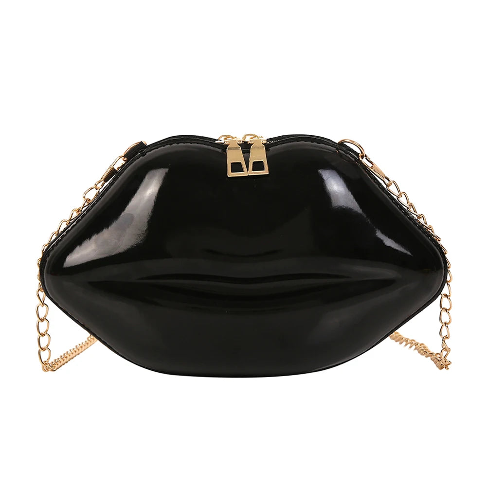 Lips Shape PVC Shoulder Bag Crossbody Messenger Evening Clutch