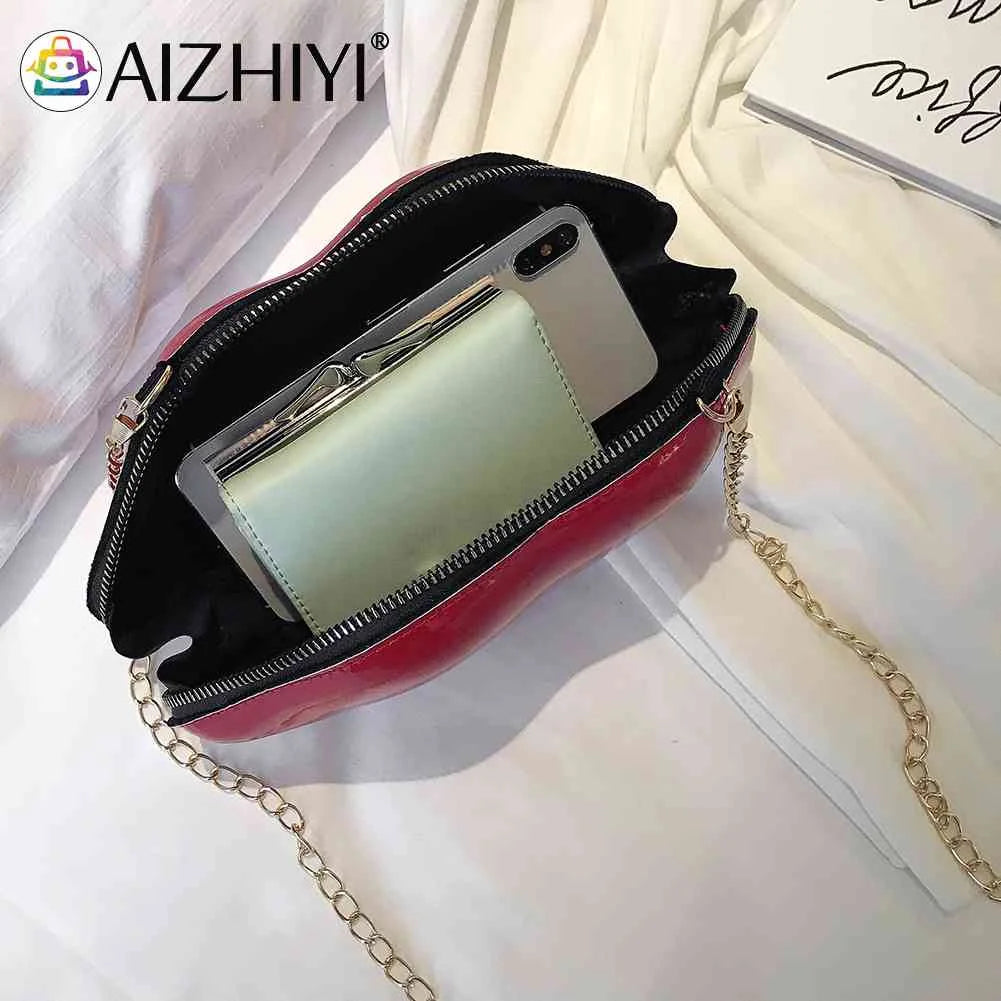 Lips Shape PVC Shoulder Bag Crossbody Messenger Evening Clutch