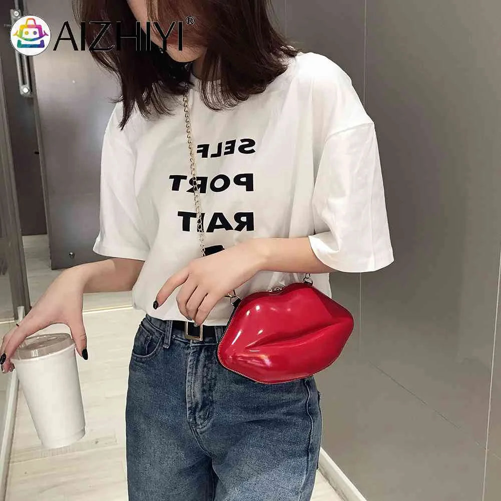 Lips Shape PVC Shoulder Bag Crossbody Messenger Evening Clutch