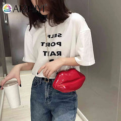 Lips Shape PVC Shoulder Bag Crossbody Messenger Evening Clutch