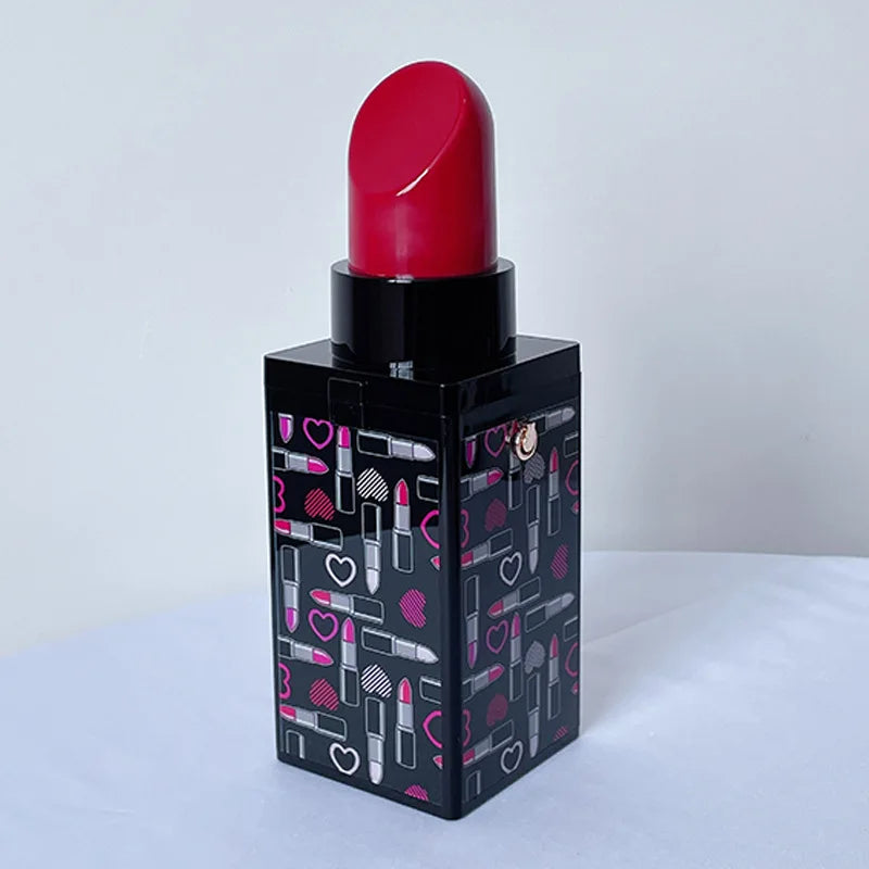 Lipstick Shape Prints Purse for Women Party Clutch Chain Shoulder Bag