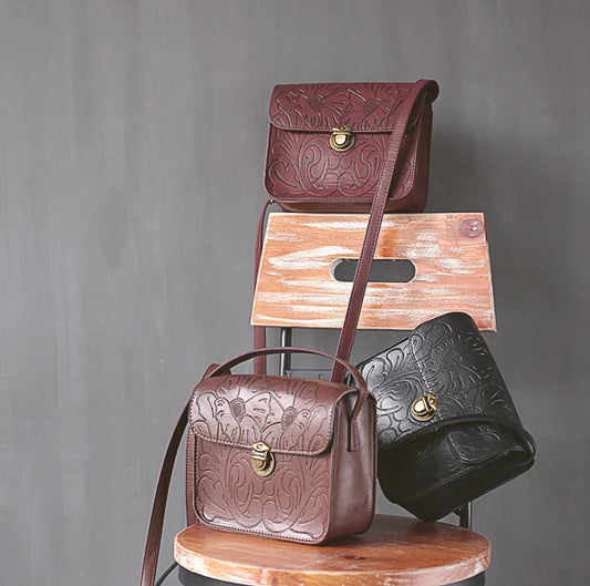 Vintage Retro Square Shoulder Bag with Buckle