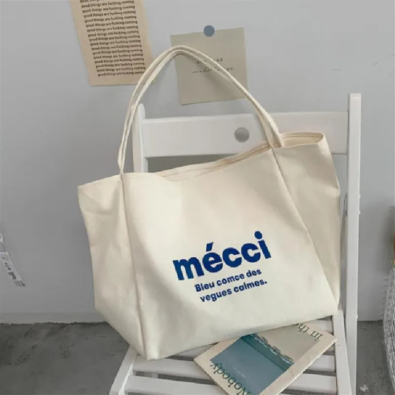 Women Canvas Handbag Large Capacity Student Bookbag Daily Shopping Bags