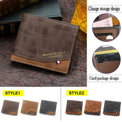 Men's Short Leather Wallet Vintage Money Bag Business Wallet