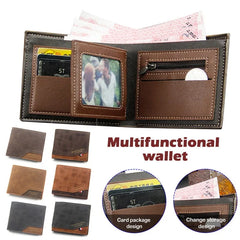Men's Short Leather Wallet Vintage Money Bag Business Wallet
