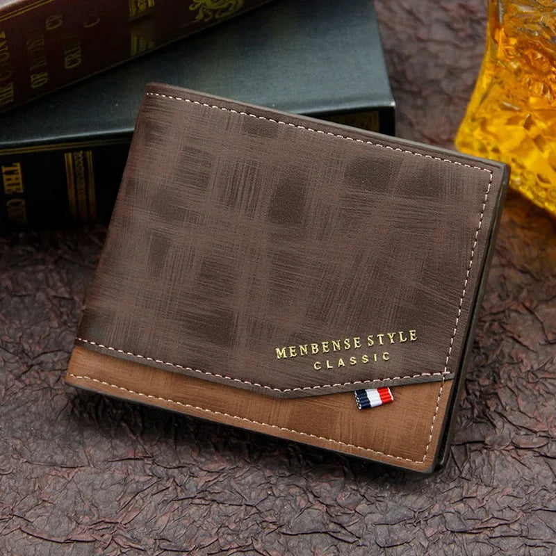 Men's Short Leather Wallet Vintage Money Bag Business Wallet