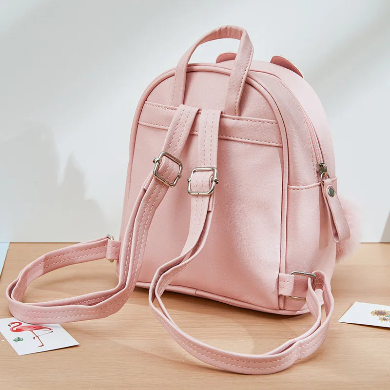 Small Girl Backpack Solid Kids School Bag with Bow