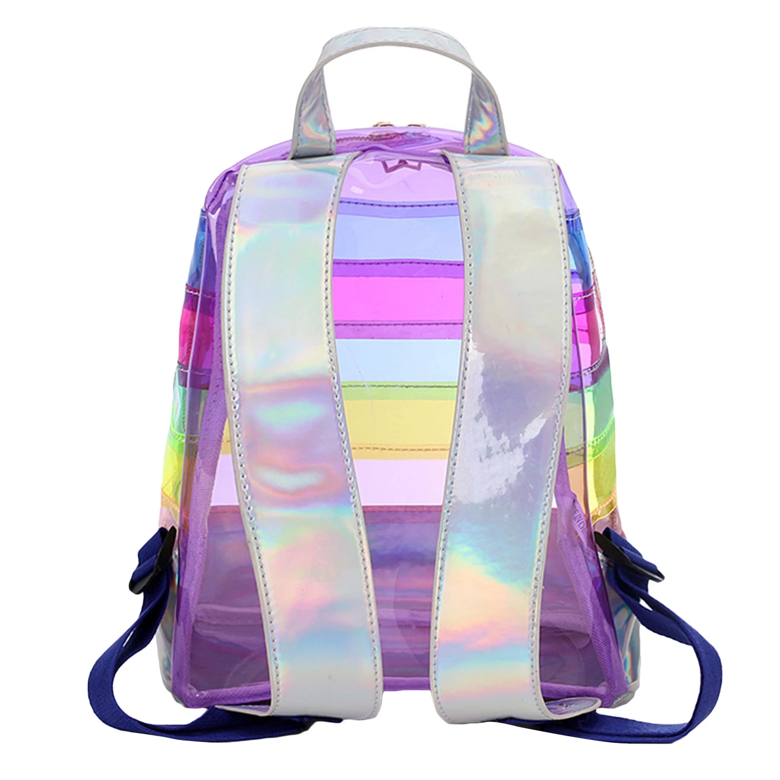 Kids Backpack Rainbow Stripe Laser Clear Waterproof Travel Shoulder Bags