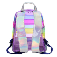 Kids Backpack Rainbow Stripe Laser Clear Waterproof Travel Shoulder Bags