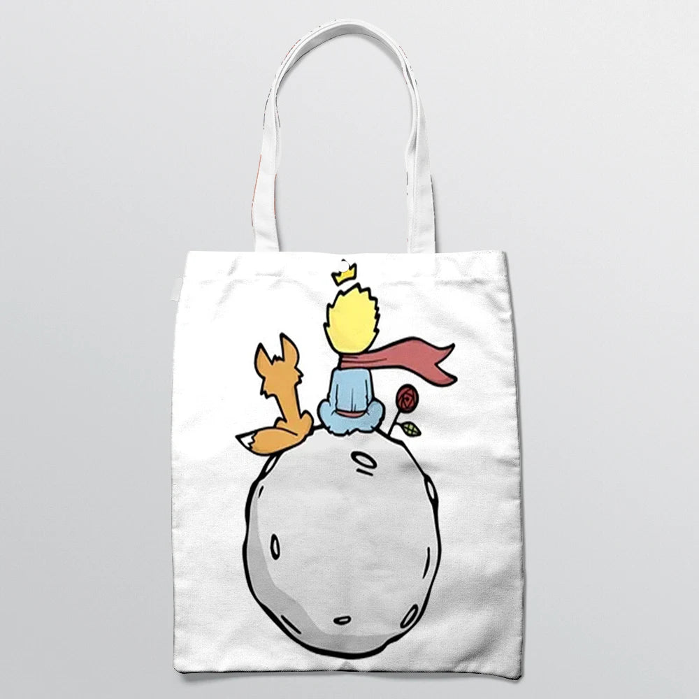 Little Prince Shoulder Bag Women Tote Canvas Eco Casual Retro Art Girls
