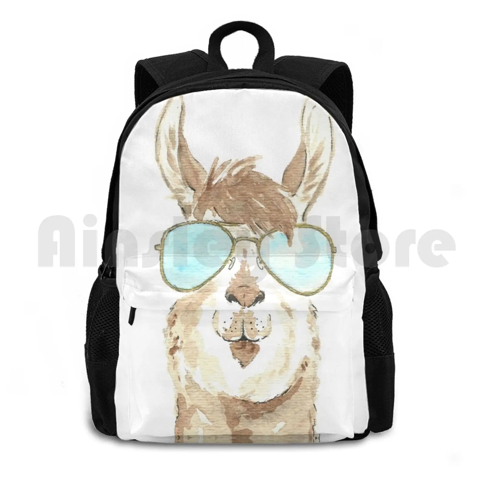 Llama Aviator Watercolor Hiking Backpack Sports Bag