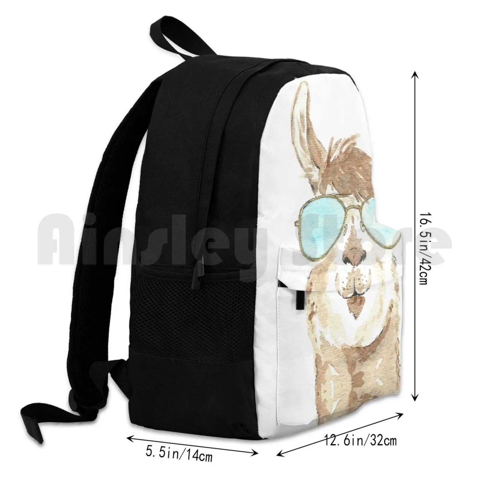 Llama Aviator Watercolor Hiking Backpack Sports Bag