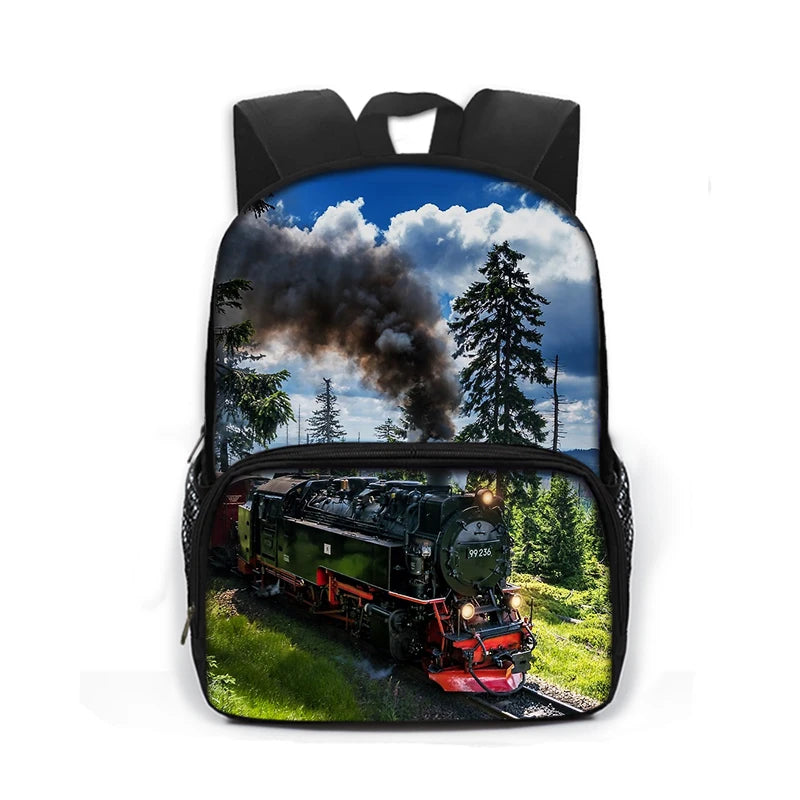 Locomotive Train Children Backpack for Teenagers Schoolbags Kid Kindergarten