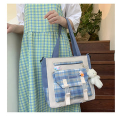 Lolita Check Women Messenger Bag Shoulder Cross Body Tote