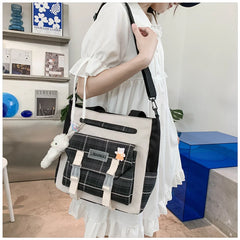 Lolita Check Women Messenger Bag Shoulder Cross Body Tote
