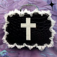 Lolita Gothic Lace Stitching Mini Square Bag Women Red