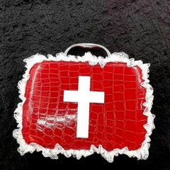Lolita Gothic Lace Stitching Mini Square Bag Women Red