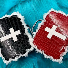 Lolita Gothic Lace Stitching Mini Square Bag Women Red