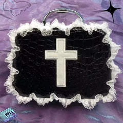 Lolita Gothic Lace Stitching Mini Square Bag Women Red