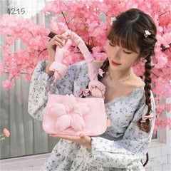 Lolita Pink Cherry Blossoms Handbag Shoulder Cross Body Tote Shopping Daily Use