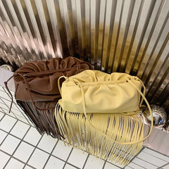 Long Tassel Shoulder Bag Women PU Leather Handbag Female Crossbody Bag