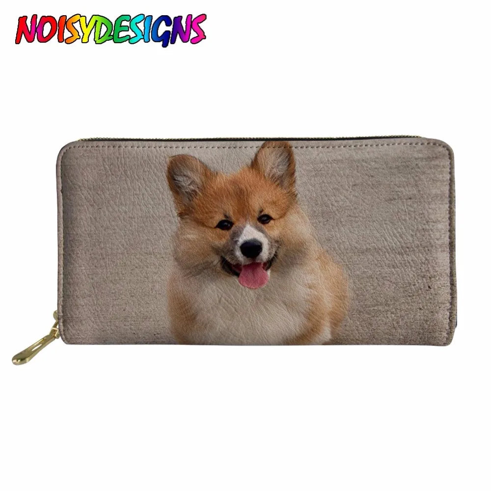 Corgi Pizza Mint Dog Pet Printed Long Wallet Women's Purse