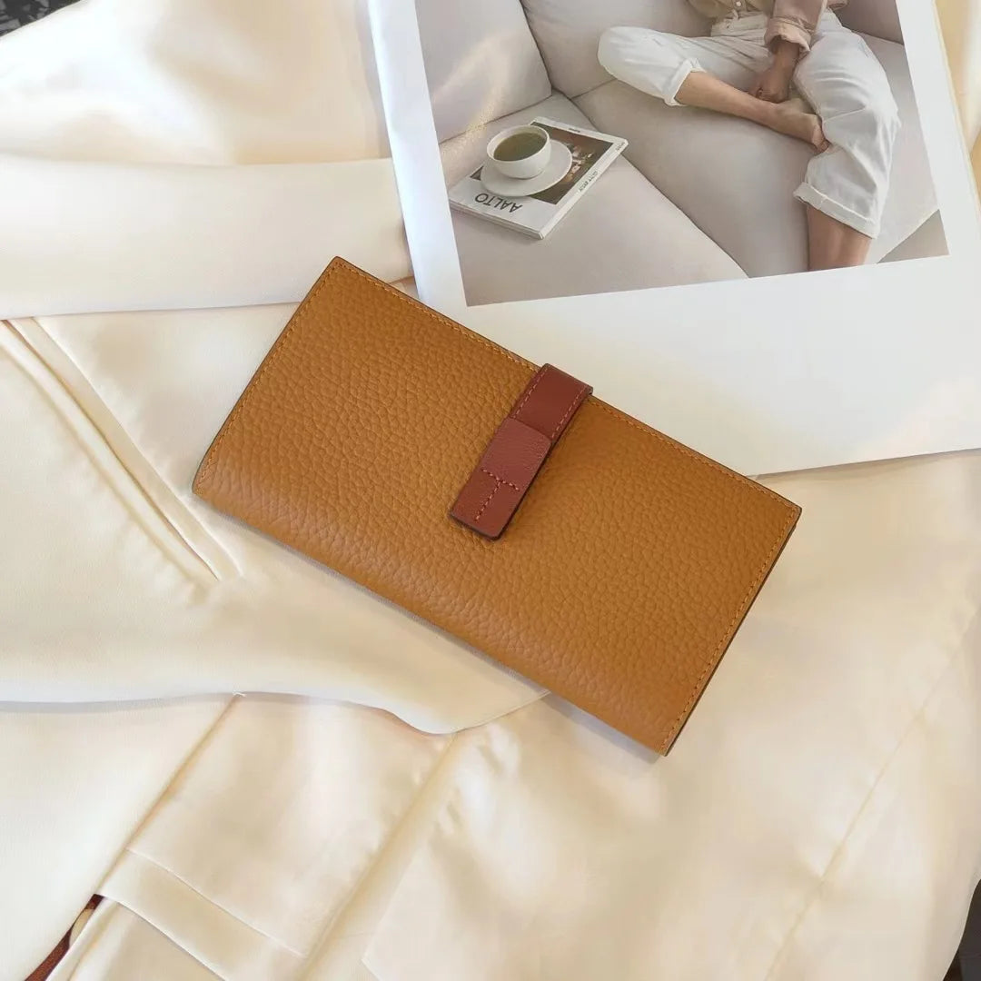 Ladies Cow Leather Long Wallet Clutch Purse Phone Pocket