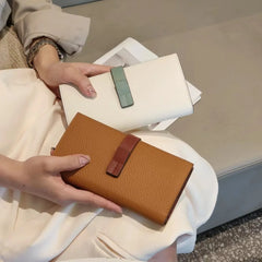 Ladies Cow Leather Long Wallet Clutch Purse Phone Pocket