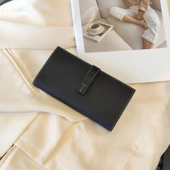 Ladies Cow Leather Long Wallet Clutch Purse Phone Pocket