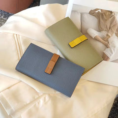 Ladies Cow Leather Long Wallet Clutch Purse Phone Pocket