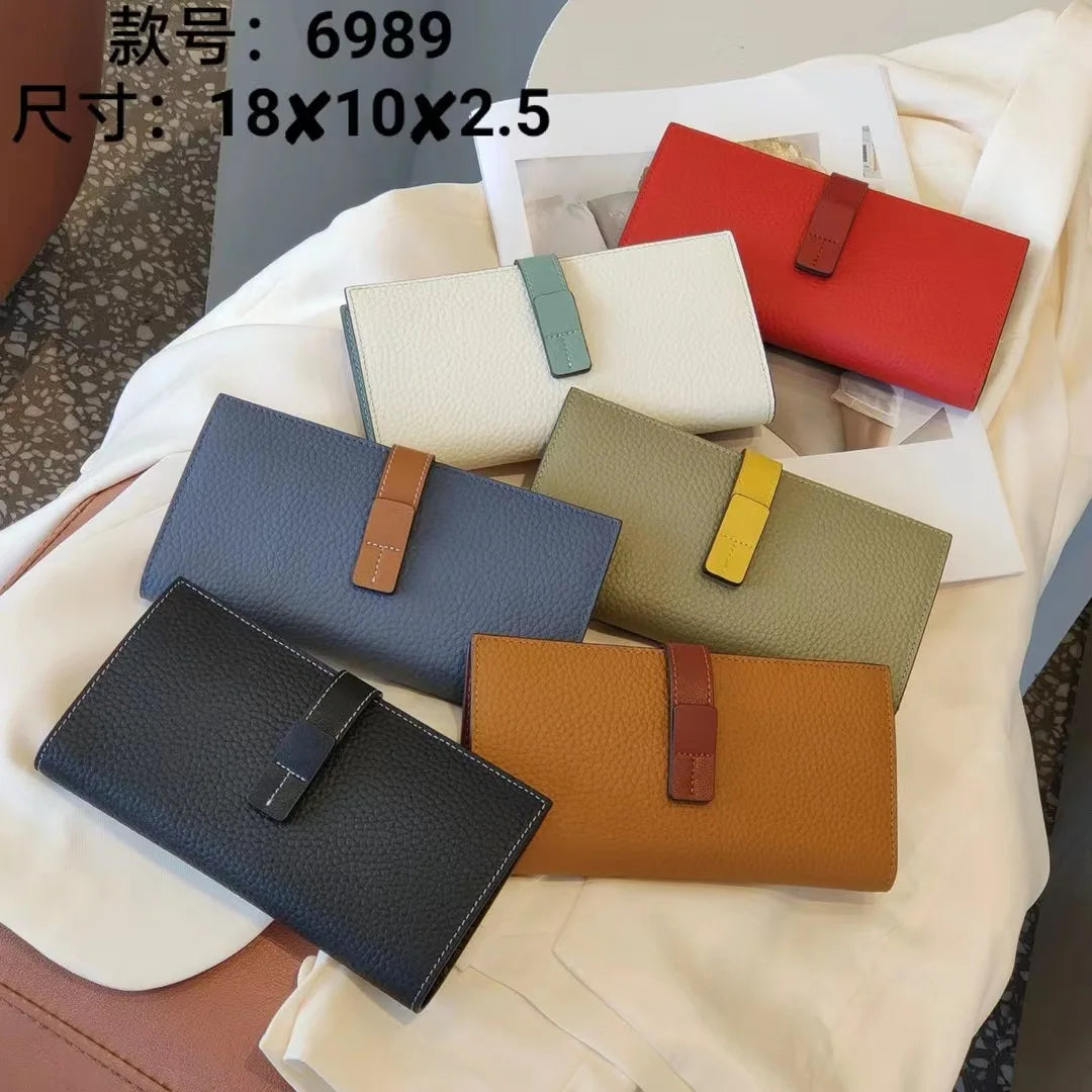 Ladies Cow Leather Long Wallet Clutch Purse Phone Pocket