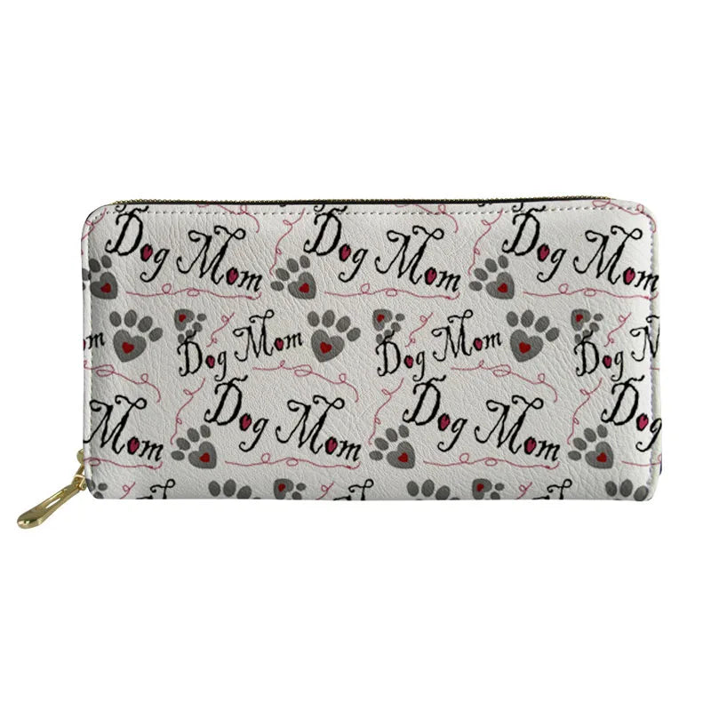 Dog Bone Paw Print Long Wallet Women Ladies Purse Card Holder