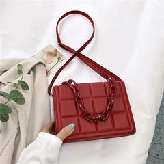LongKeeper Embossed Flap Crossbody Bag Thick Chain Square Mini Handbags