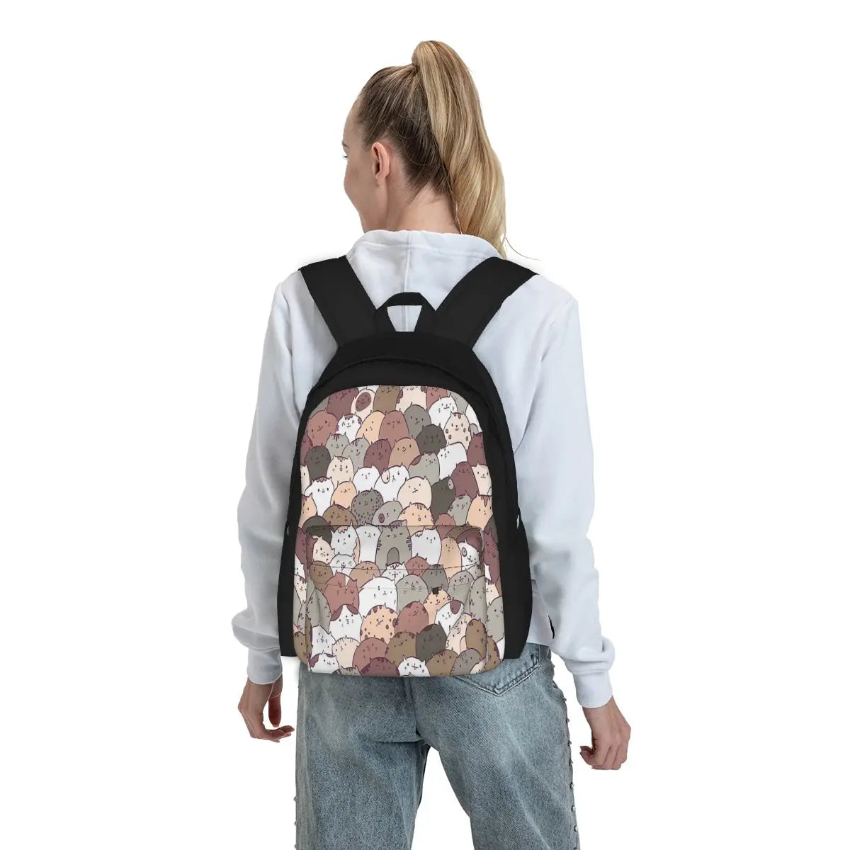 Lots Of Cats 1 Backpacks Men's Backpacks Bags For Women Zipper Anime Backpack