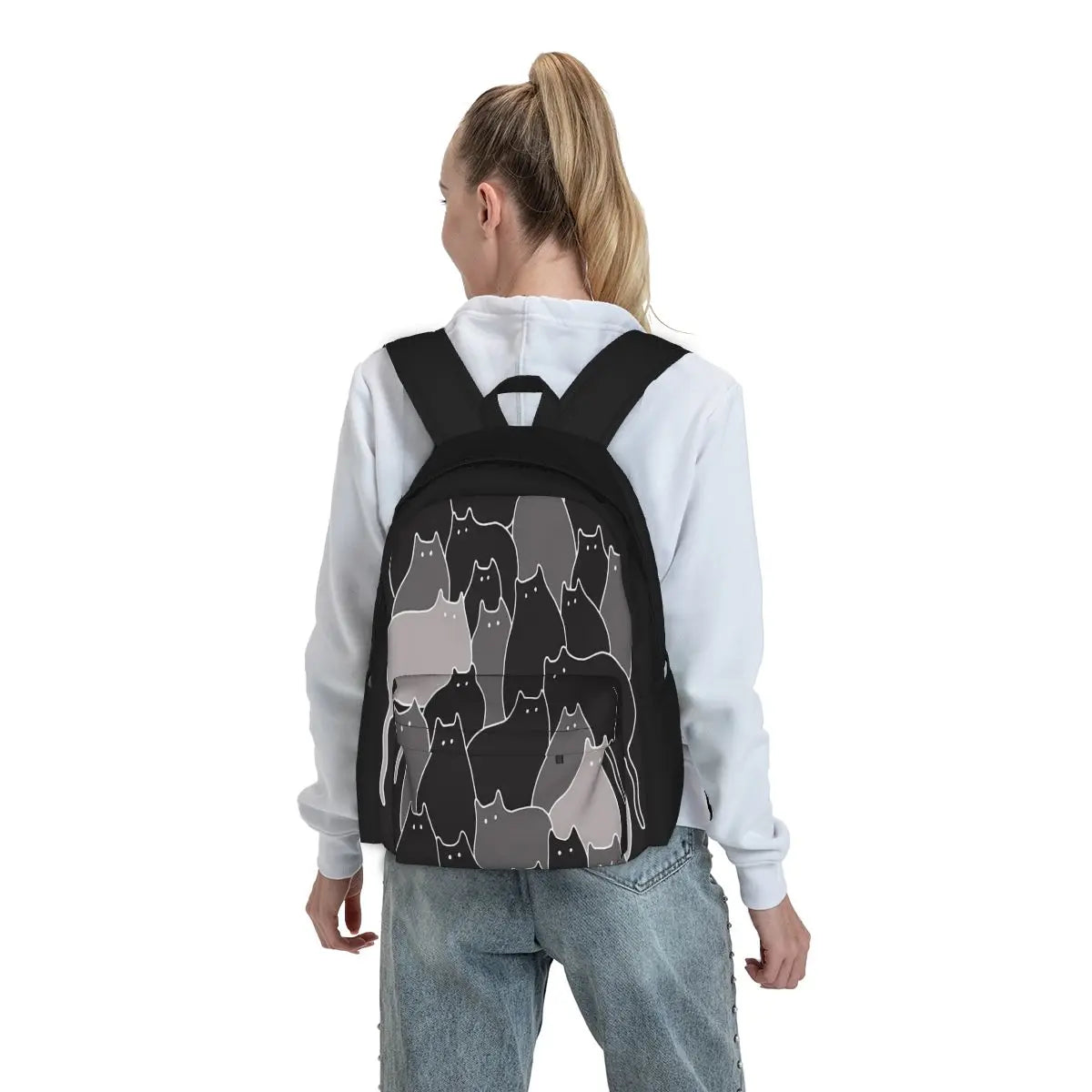 Lots of Cats Grey 1 Backpacks Men's Backpacks Bags for Women Schoolbag Bags