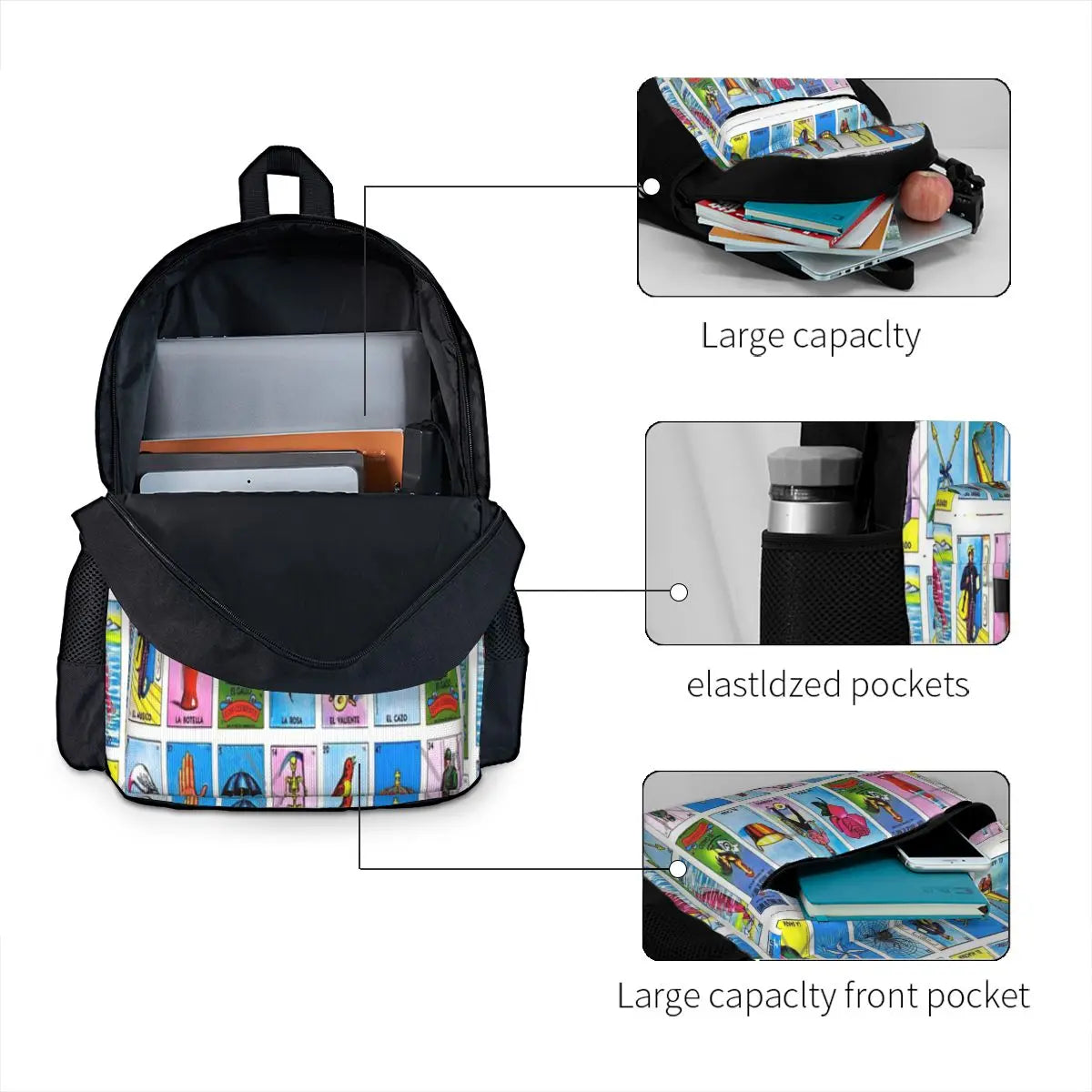 Lottery Mexican Bingo Backpacks Men Women Travel Bags Children