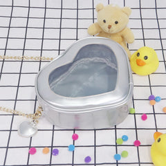 Love Heart Laser Crossbody Bag Women Mini Jelly PVC Clear Shoulder Zipper Pouch