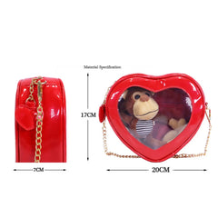 Love Heart Laser Crossbody Bag Women Mini Jelly PVC Clear Shoulder Zipper Pouch