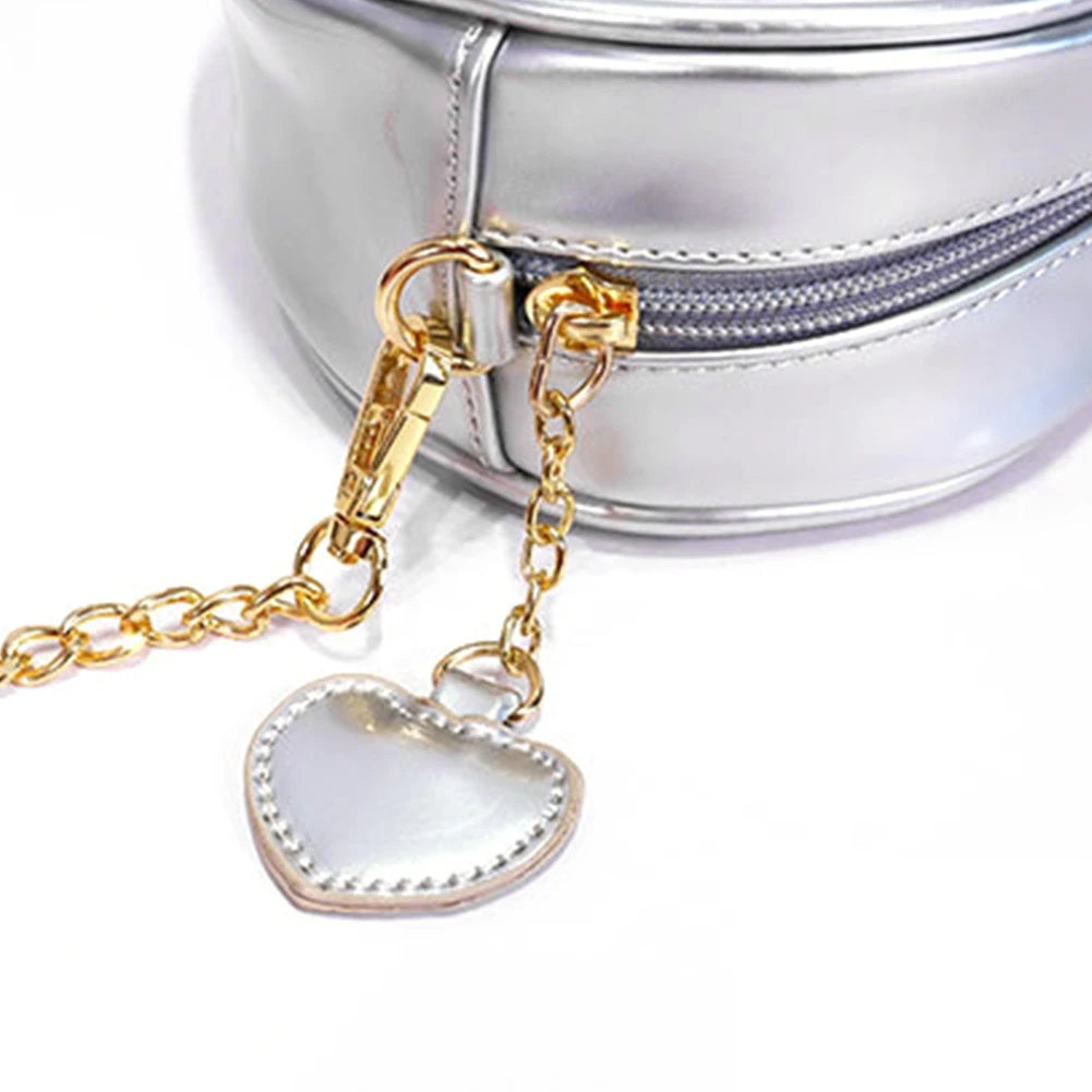 Love Heart Laser Crossbody Bag Women Mini Jelly PVC Clear Shoulder Zipper Pouch