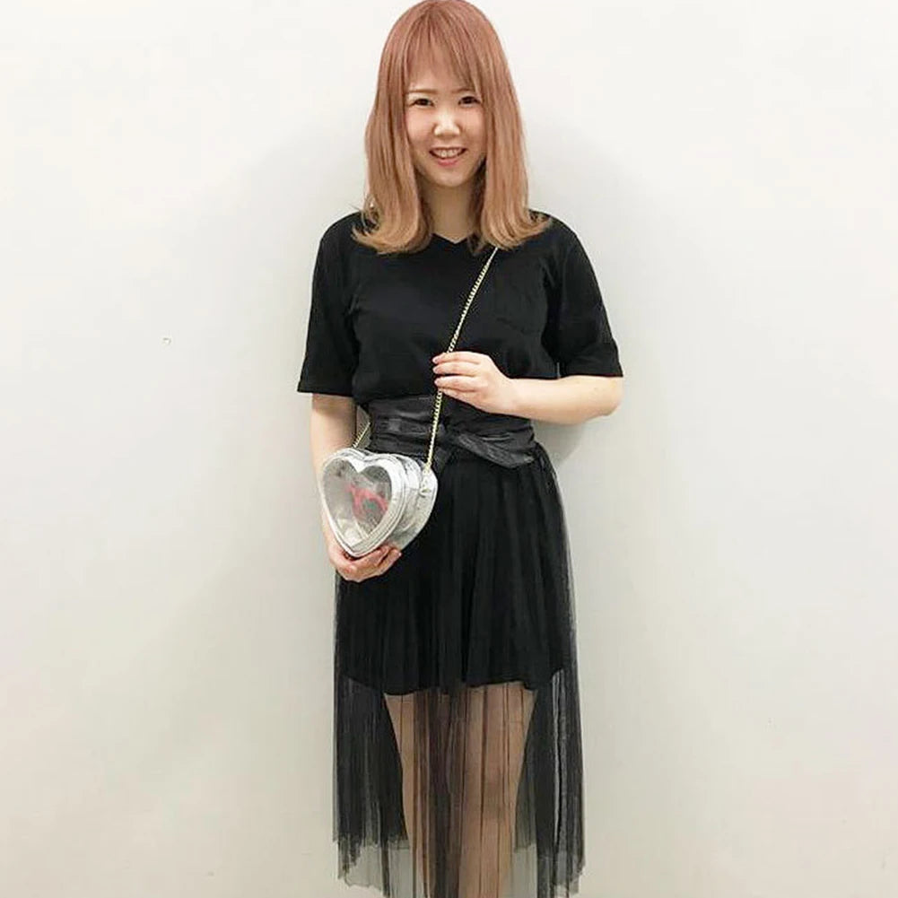 Love Heart Laser Crossbody Bag Women Mini Jelly PVC Clear Shoulder Zipper Pouch