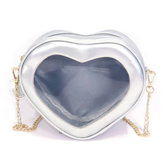 Love Heart Laser Crossbody Bag Women Mini Jelly PVC Clear Shoulder Zipper Pouch