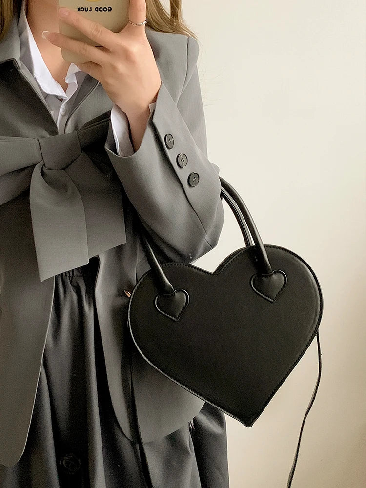 Love Heart Shape Women Tote Purse Handbags Pu Leather Ladies Shoulder Bags