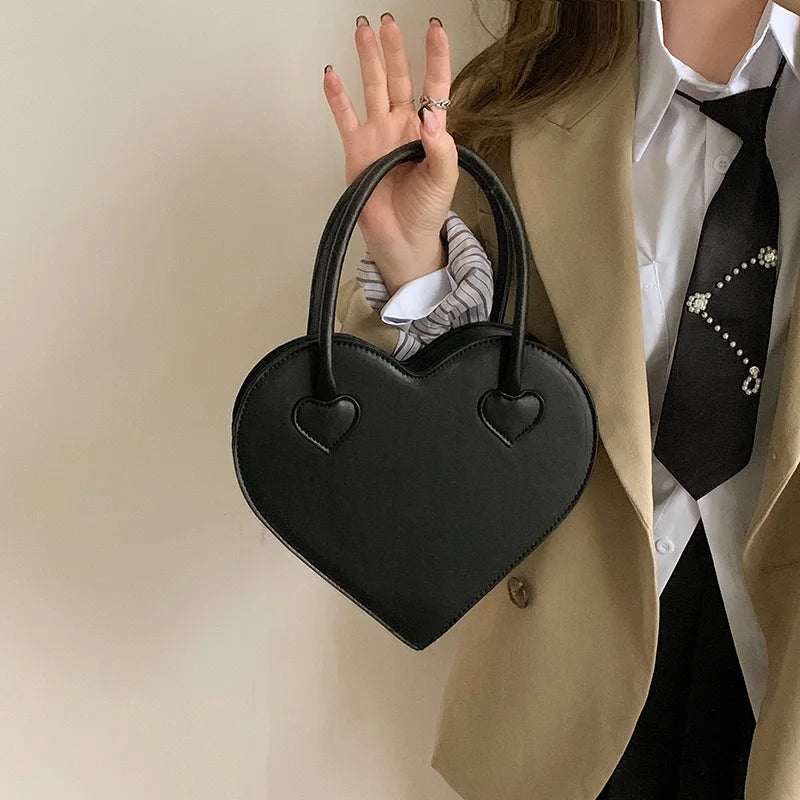 Love Heart Shape Women Tote Purse Handbags Pu Leather Ladies Shoulder Bags